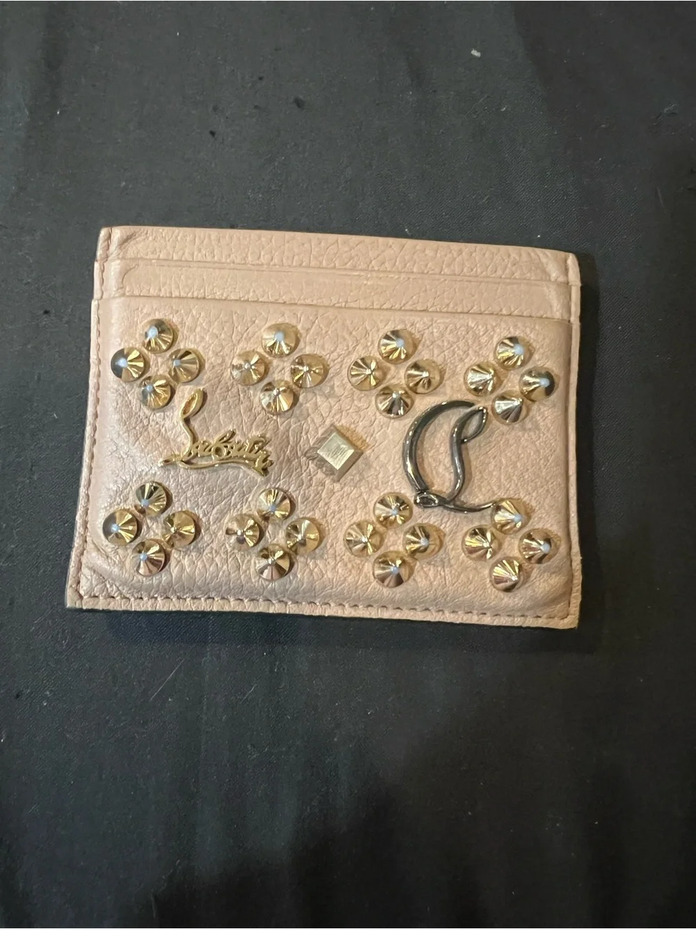 Christian Louboutin Blush Leather Studded Card Holder